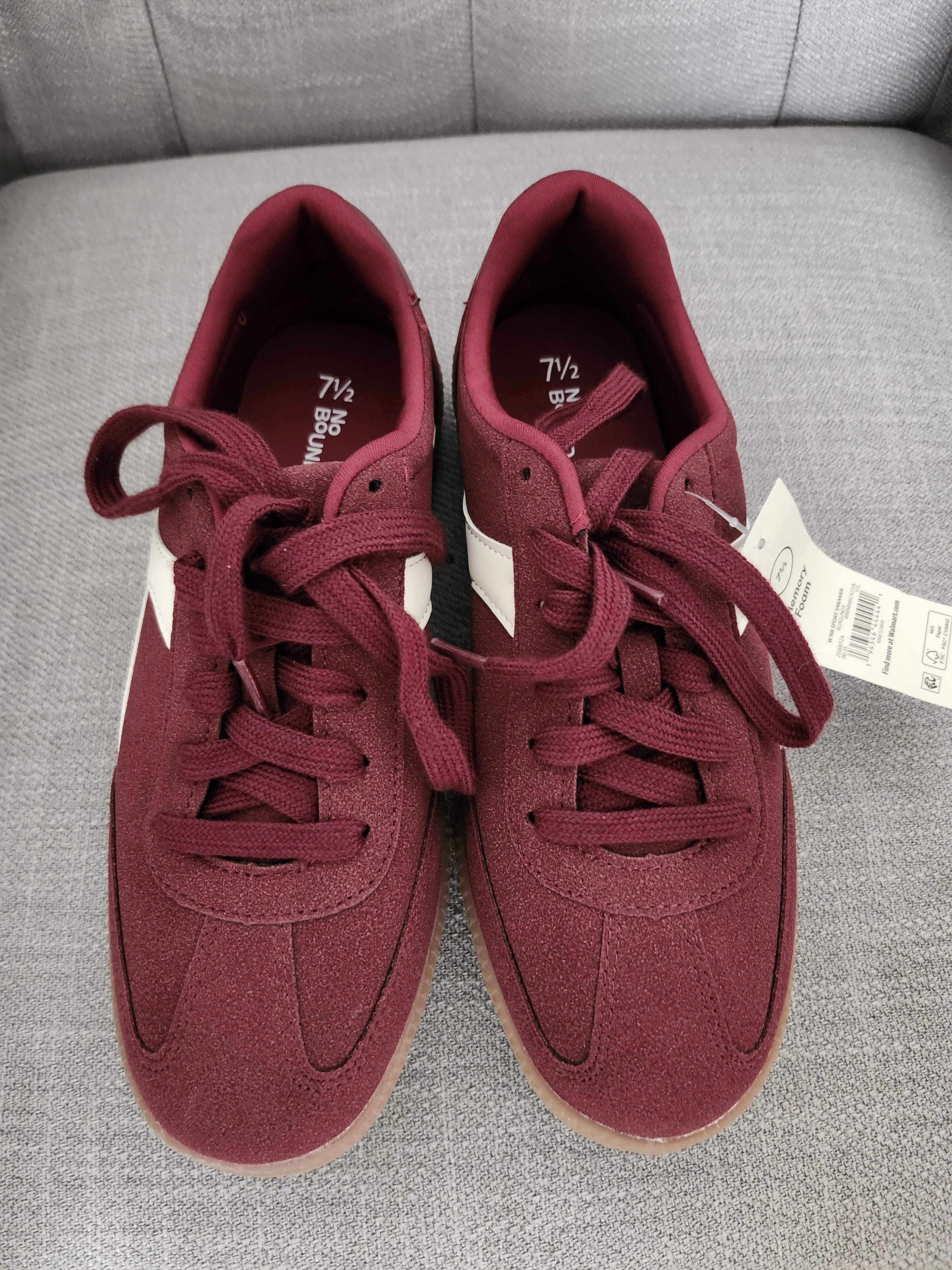 No Boundaries Women's Burgundy Lace-Up Sneakers With White Accent